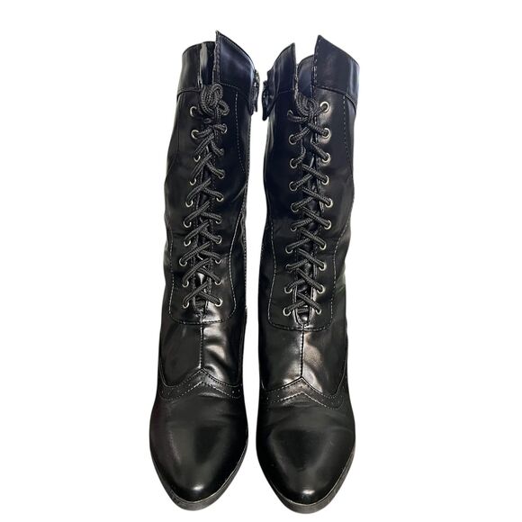 Ellie Victorian Lace Up Boots Womens Size 8 Black Side Zip Spool Heel Steampunk - Picture 4 of 14